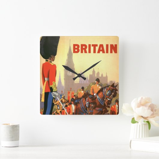 ヴィンテージキングズブリティッシュ王室のガード素晴らしイギリス スクエア壁時計 (ホーム)