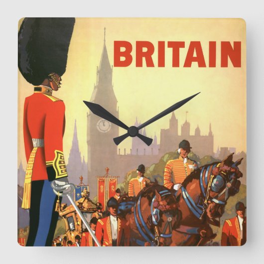 ヴィンテージキングズブリティッシュ王室のガード素晴らしイギリス スクエア壁時計 (正面)