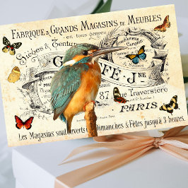 ヴィンテージキングフィッシャーフランスの蝶とデクページ 薄葉紙