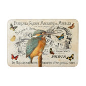 ヴィンテージキングフィッシャー&蝶フランスの広告 バスマット (正面)