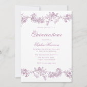 ヴィンテージキンセアニェラダスティバラピンクフローラパーティー 招待状 (正面)