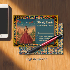 ヴィンテージキンセアニラレッドガウンテーマ 出欠カード