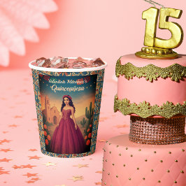 ヴィンテージキンセアニラレッドドレス名前をカスタムするタラベラ 紙コップ