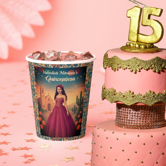 ヴィンテージキンセアニラレッドドレス名前をカスタムするタラベラ 紙コップ