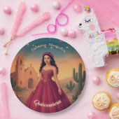 ヴィンテージキンセアニラ名前をカスタムするレッドドレス ペーパープレート (パーティー)