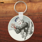 ヴィンテージキーチェーンウィズウィンターバケーションプリント キーホルダー (正面)