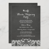 ヴィンテージキー＆レース新築パーティー招待状 招待状 (正面/裏面)