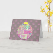 ヴィンテージキ熱狂するルトオーナメントクリスマスカード カード (黄色い花)