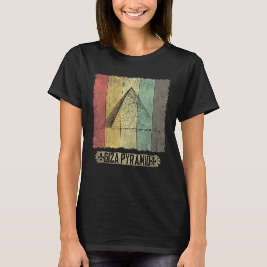 ヴィンテージギザピラミッド古代エジプトの建築 Tシャツ (正面)