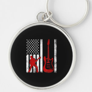 ヴィンテージギタリストのアメリカ合衆国国旗のギター キーホルダー