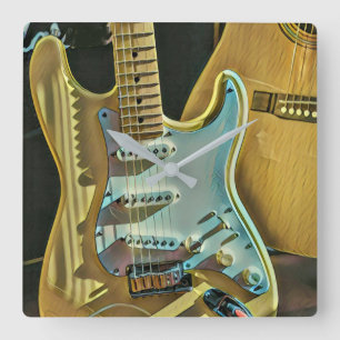 ヴィンテージギタリスト誕生日プレゼント スクエア壁時計