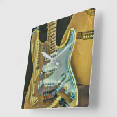 ヴィンテージギタリスト誕生日プレゼント スクエア壁時計 (傾斜)