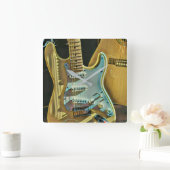 ヴィンテージギタリスト誕生日プレゼント スクエア壁時計 (ホーム)