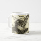 ヴィンテージギターとマイク コーヒーマグカップ (正面左)