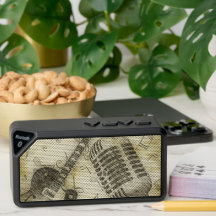 ヴィンテージギターとマイク – 屋外スピーカー