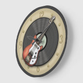 ヴィンテージギターとレコードの壁時計 ラージ壁時計 (傾斜)