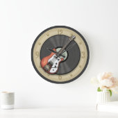 ヴィンテージギターとレコードの壁時計 ラージ壁時計 (ホーム)