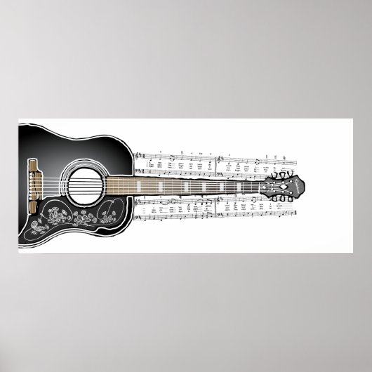 ヴィンテージギターと楽譜 – ポスタープリント ポスター (正面)