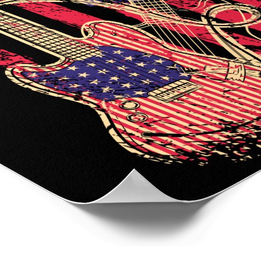 ヴィンテージギターアメリカ国旗 ポスター (角)