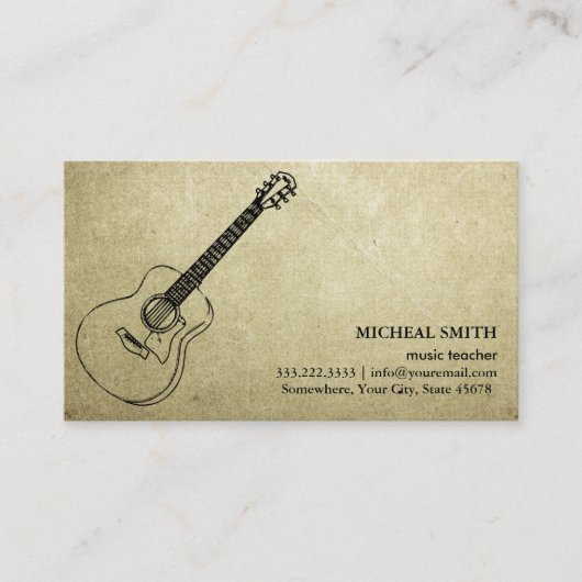 ヴィンテージギターエレガントミュージカル名刺 名刺 (正面)