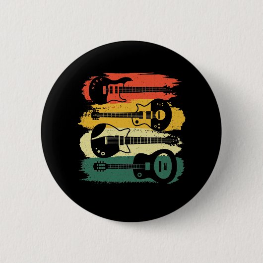 ヴィンテージギターギフト女子男性へミュージックバンド 缶バッジ (正面)