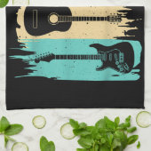 ヴィンテージギターギフト女子男性へミュージックバンドguita キッチンタオル (折り畳み)