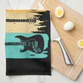 ヴィンテージギターギフト女子男性へミュージックバンドguita キッチンタオル (四つ折り)