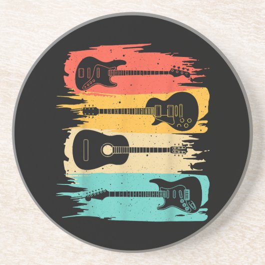 ヴィンテージギターギフト女子男性へミュージックバンドguita コースター (正面)