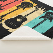 ヴィンテージギターギフト女子男性へミュージックバンドguita シェルパブランケット (3/4)