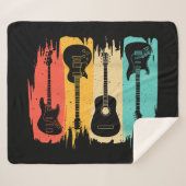 ヴィンテージギターギフト女子男性へミュージックバンドguita シェルパブランケット (正面(横))