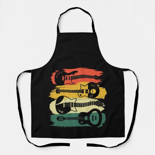 ヴィンテージギターギフト女子男性へ音楽バンド エプロン (正面)