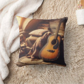 ヴィンテージギターセレニティアクア素朴ミュージカル クッション (ブランケット)
