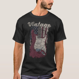 ヴィンテージギタープレイヤー米国国旗のギタリストギフト Tシャツ