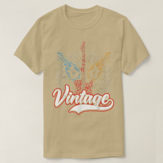 ヴィンテージギターミュージシャン・ギタリストT-Shi Tシャツ (デザイン正面)