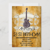 ヴィンテージギターロックスター21歳の誕生日招待状 招待状 (正面)