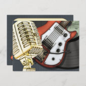 ヴィンテージギター及びマイク葉書 ポストカード (正面/裏面)