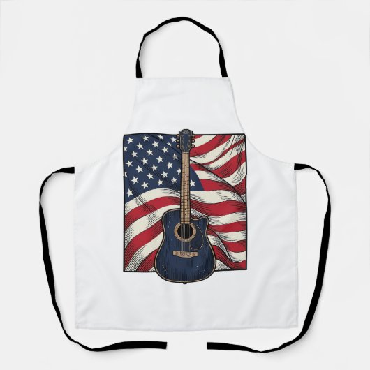 ヴィンテージギター愛国旗ベクターTシャツデザイン エプロン (正面)