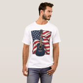 ヴィンテージギター愛国旗ベクターTシャツデザイン Tシャツ (正面フル)
