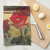 ヴィンテージギター：アフリカンブラウン美しいバレンタインデー キッチンタオル (四つ折り)