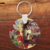 ヴィンテージギター:アフリカンブラウン美しいバレンタインデー キーホルダー (正面)