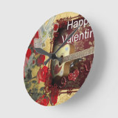 ヴィンテージギター：アフリカンブラウン美しいバレンタインデー ラウンド壁時計 (傾斜)