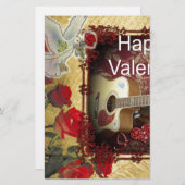 ヴィンテージギター:アフリカンブラウン美しいバレンタインデー 便箋 (正面/裏面)