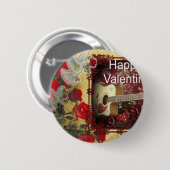 ヴィンテージギター：アフリカンブラウン美しいバレンタインデー 缶バッジ (正面&裏面)