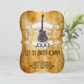 ヴィンテージギター ロックスター 21歳誕生日招待状 招待状 (スタンド正面)