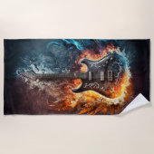 ヴィンテージギターinファイアビーチタオル ビーチタオル (正面)