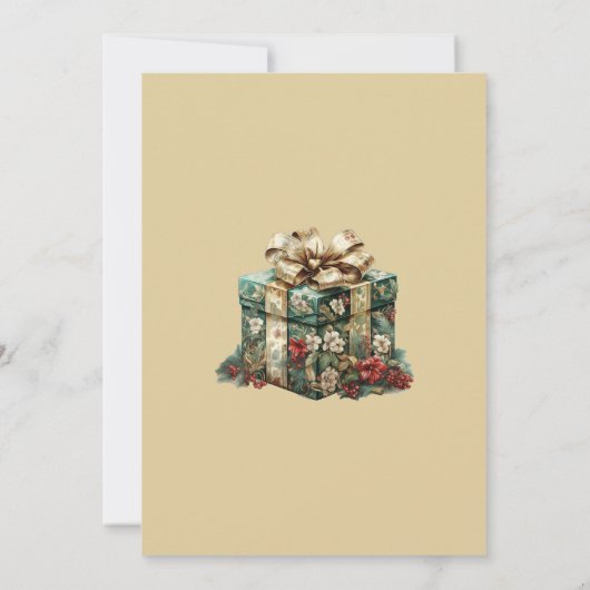 ヴィンテージギフトボックスクリスマスパーティの招待状 招待状 (裏面)