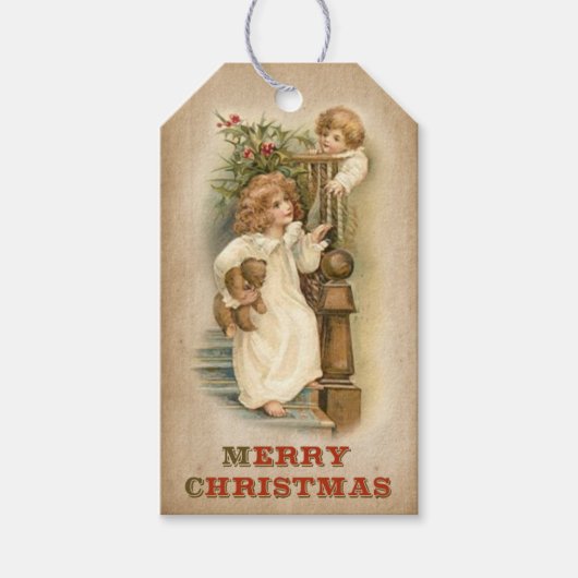 ヴィンテージギフトラベル – クリスマスデイモーニング ギフトタグ (正面)