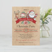 ヴィンテージギフト交換シークレットサンタクリスマス 招待状 (スタンド正面)