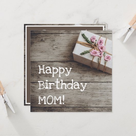 ヴィンテージギフト木製バックグラウンドラブリー誕生日 カード (正面/裏面インサイチュ)