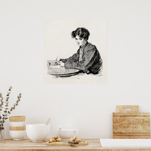 ヴィンテージギブソンガールエドワーダ書ス女手紙 ポスター (キッチン)